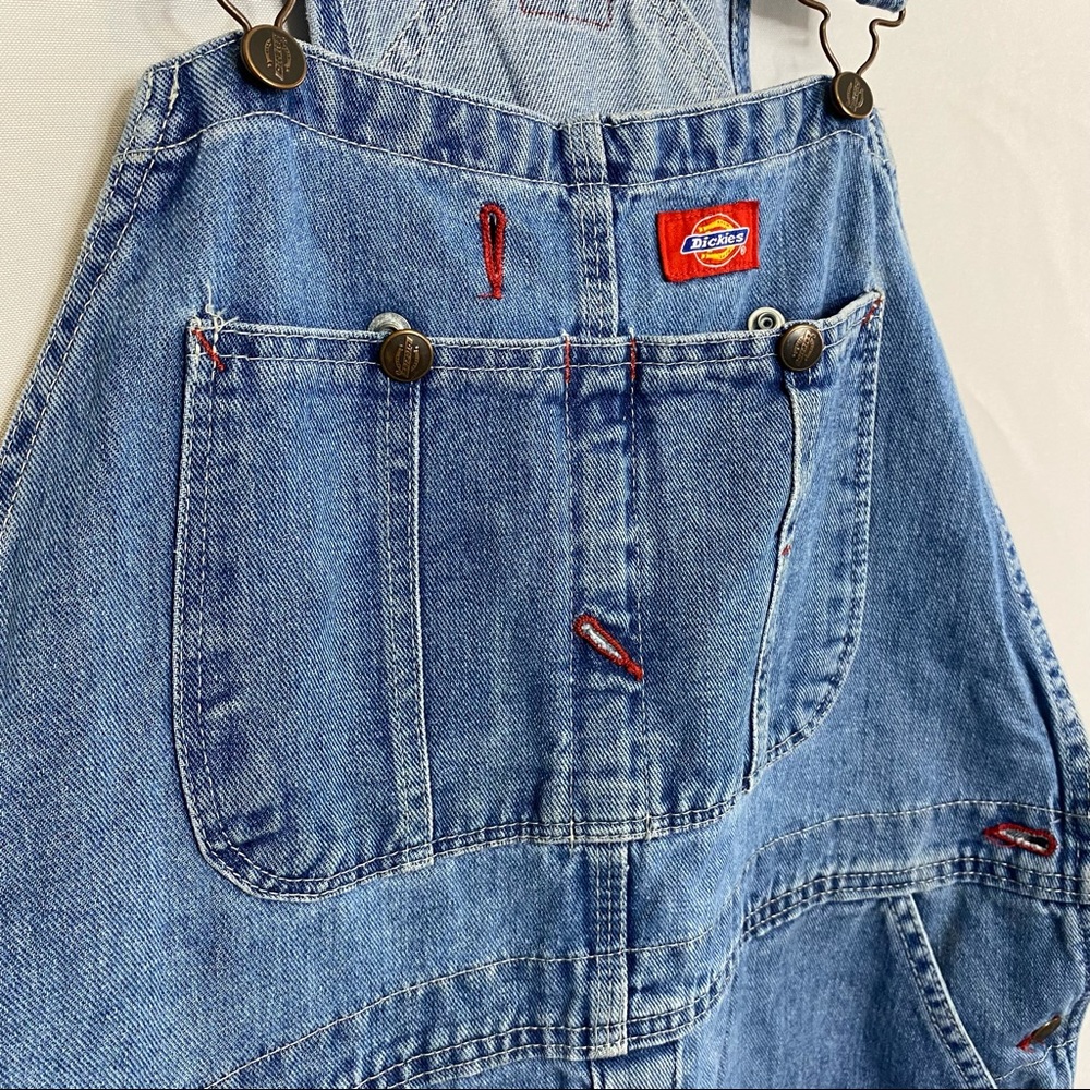 Dickies Men's Vintage Stone Washed Indigo Denim Blue Overall 34 x 34 - Picture 4 of 13